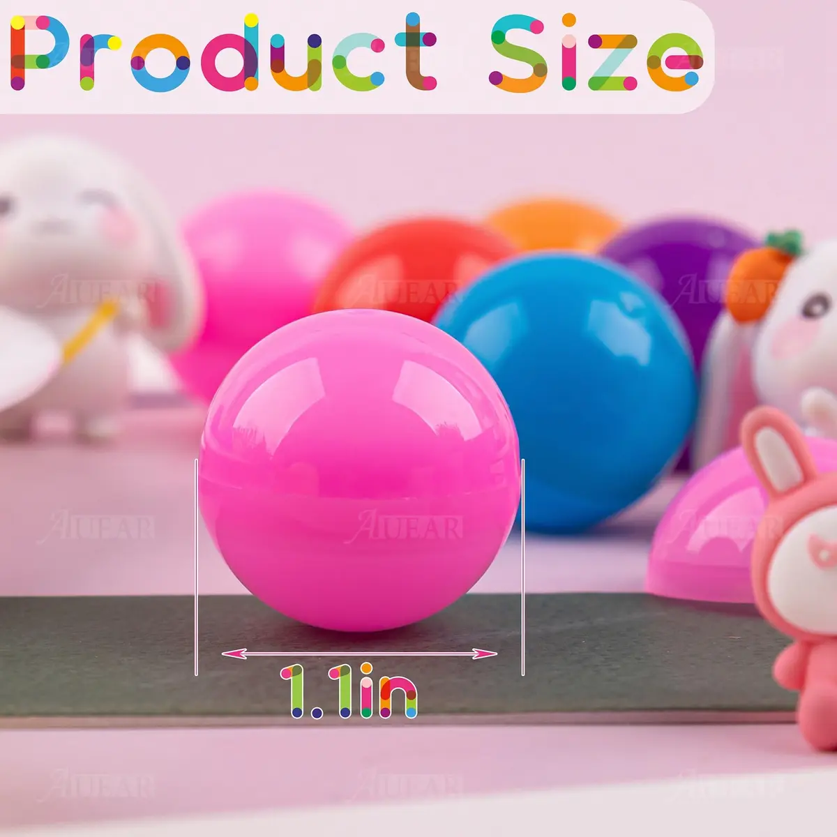 AUEAR Colorful Small Round Capsules 1.1 Inch Vending Machine Containers (100 Pack) - view 2