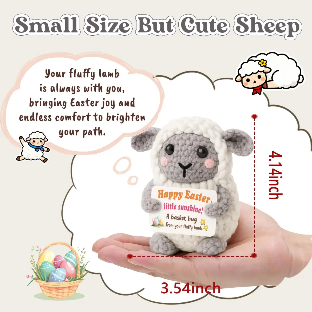 WEYON Crochet Lamb Stuffed Animal 7.62cm (3 inches) | Handmade Easter Gift for Kids & Teens - view 2
