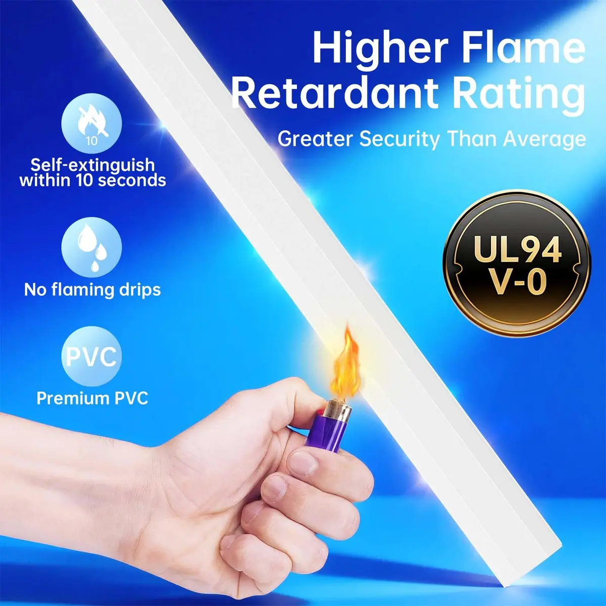 Delamu Cord Hider 236in (600cm) White | UL94 V-0 Rated Cable Management for 3-4 Wires on Wall - view 7