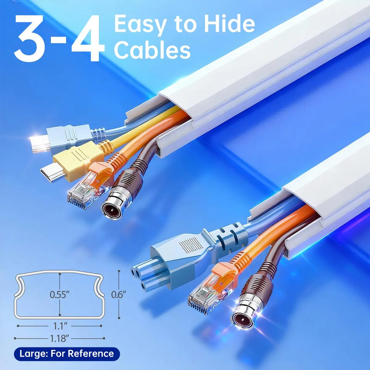 Delamu Cord Hider 236in (600cm) White | UL94 V-0 Rated Cable Management for 3-4 Wires on Wall - view 2