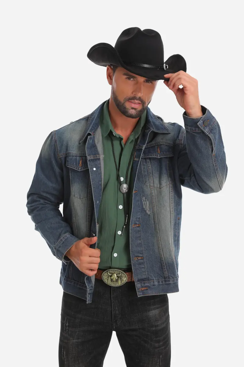 Foeran Western Cowboy Hat for Men Women Wide Brim Felt Fedora with Bolo Tie | Classic Cowgirl & Cowboy Style - view 6