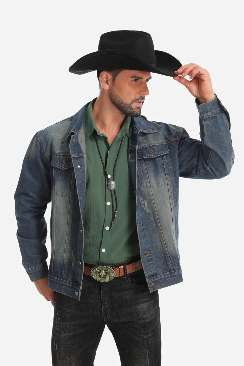 Foeran Western Cowboy Hat for Men Women Wide Brim Felt Fedora with Bolo Tie | Classic Cowgirl & Cowboy Style - view 7