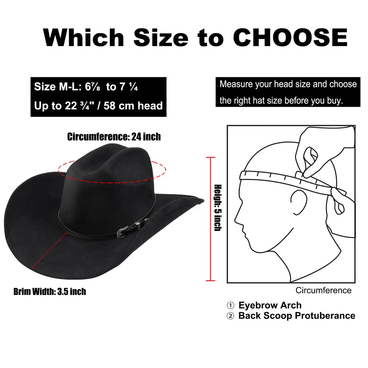 Foeran Western Cowboy Hat for Men Women Wide Brim Felt Fedora with Bolo Tie | Classic Cowgirl & Cowboy Style - view 4