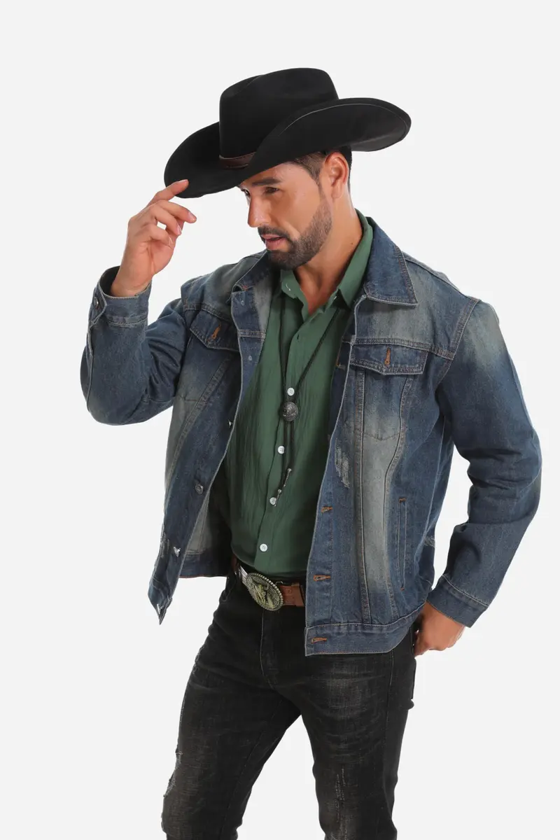 Foeran Classic Western Suede Cowboy Hat for Men & Women | Wide Brim Felt Fedora Cowgirl Hat (Alpha, Large, X-Large, Black-D) - view 6