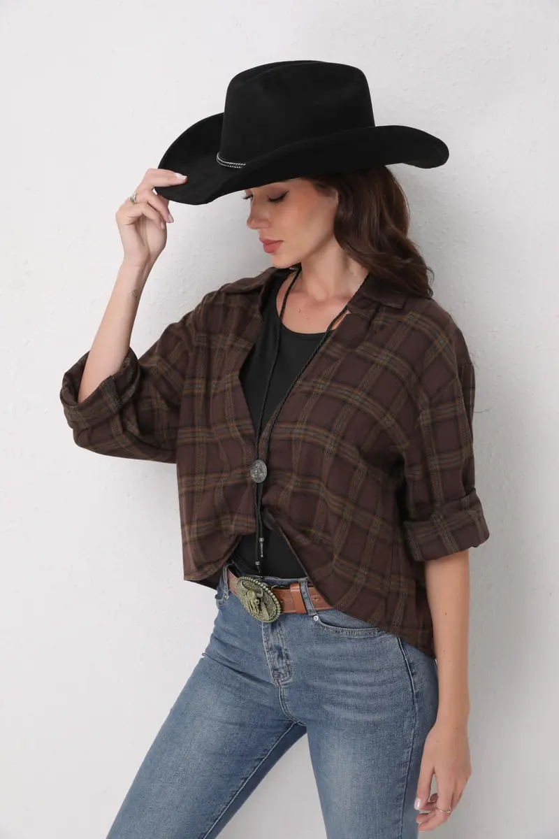 Foeran Classic Western Suede Cowboy Hat for Men & Women | Wide Brim Felt Fedora Cowgirl Hat (US, Alpha, Medium, Large, Black-B) - view 7