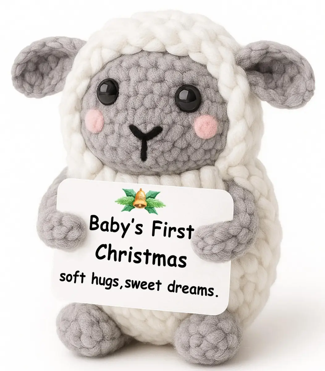 WEYON Baby’s First Mini Crochet Lamb Keepsake 8-10cm (0.3-0.4in) | Handmade Nursery Decor - main product image