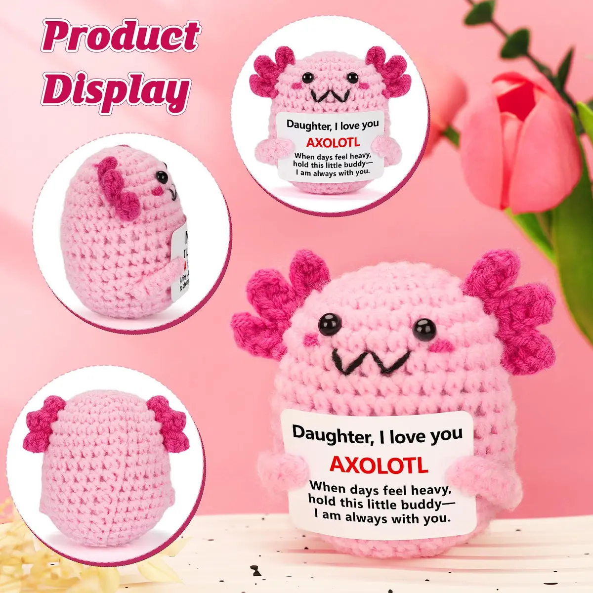 WEYON Mini Crochet Axolotl Plush Daughter Gift 2 inches (5 cm) | Handmade Emotional Support Keepsake - view 4
