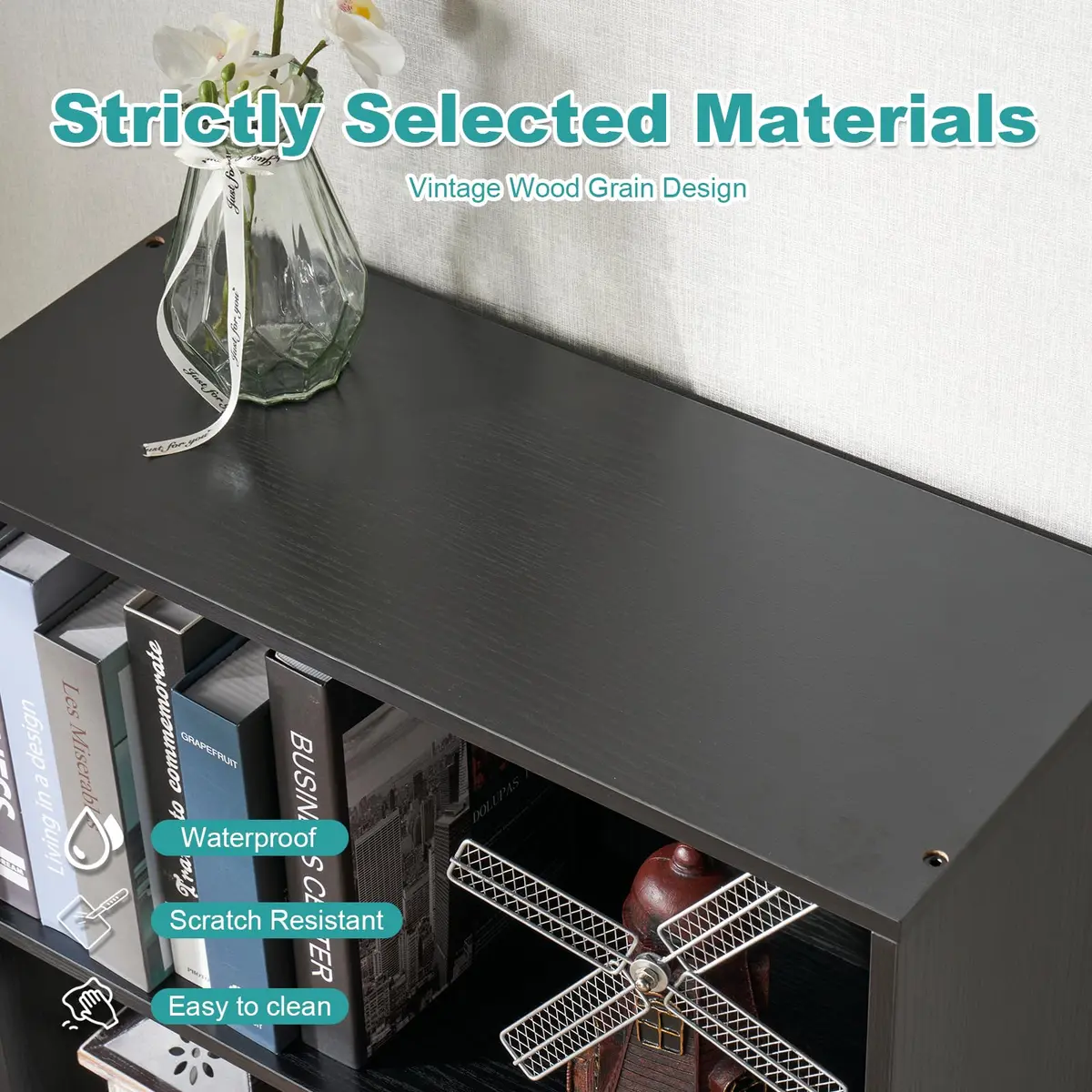 OneBlis 6-Tier Book Shelf 71" Tall | Durable Wooden Display with Anti-Tip (70-120 chars) - view 6