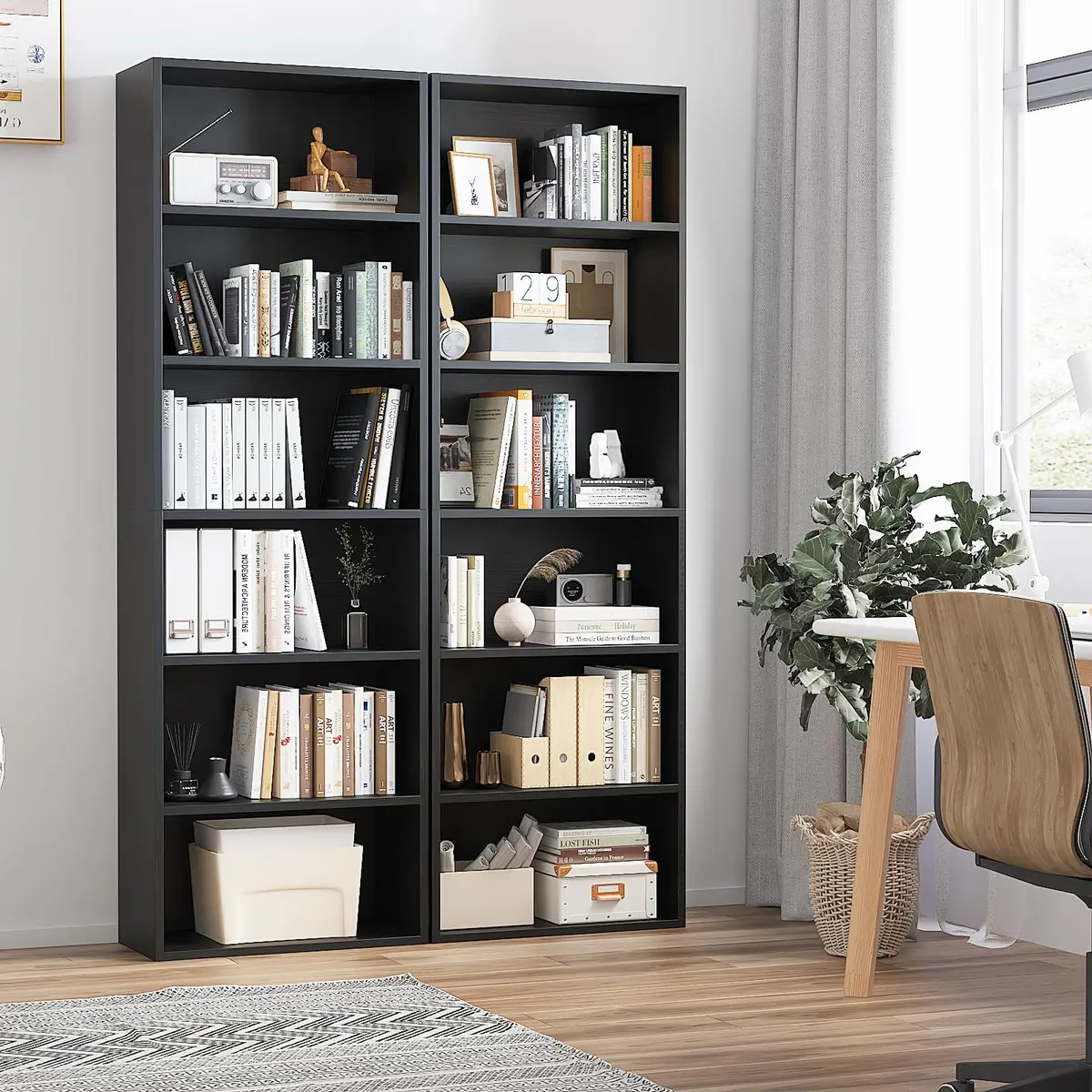 OneBlis 6-Tier Book Shelf 71" Tall | Durable Wooden Display with Anti-Tip (70-120 chars) - view 2