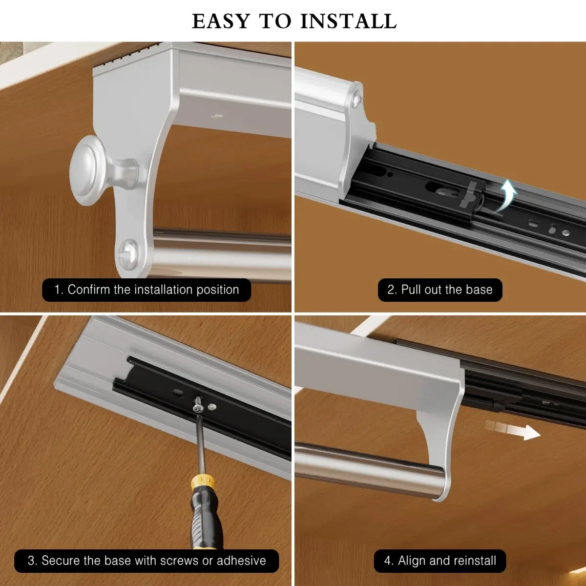 CICUFY Pull Out Closet Rod 40cm (15.7 inch) | Smooth Operation for Trousers & Coats - view 6