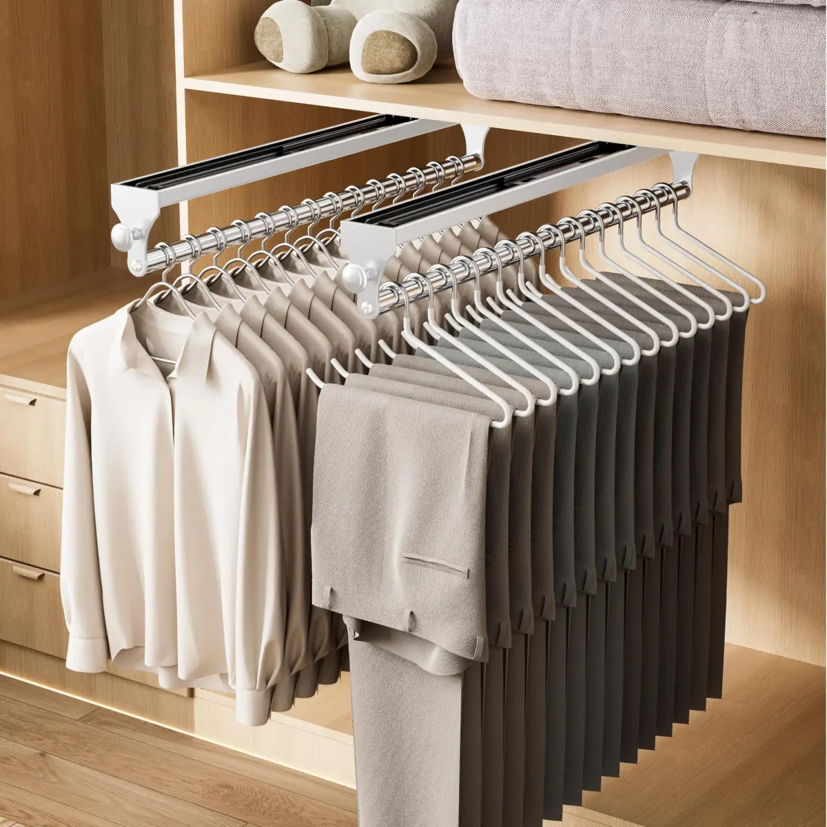 CICUFY Pull Out Closet Rod 40cm (15.7 inch) | Smooth Operation for Trousers & Coats - view 7