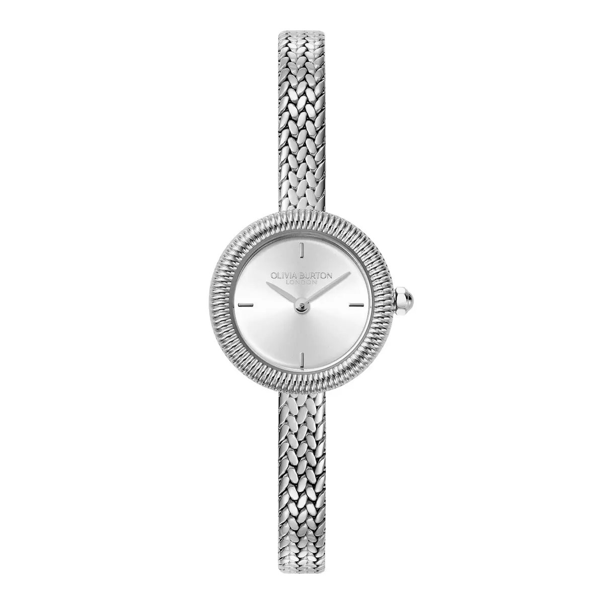 Olivia Burton Finery 20mm Women’s Quartz Watch | Silver White Sunray Dial, Mesh Strap, Water-Resistant - main product image