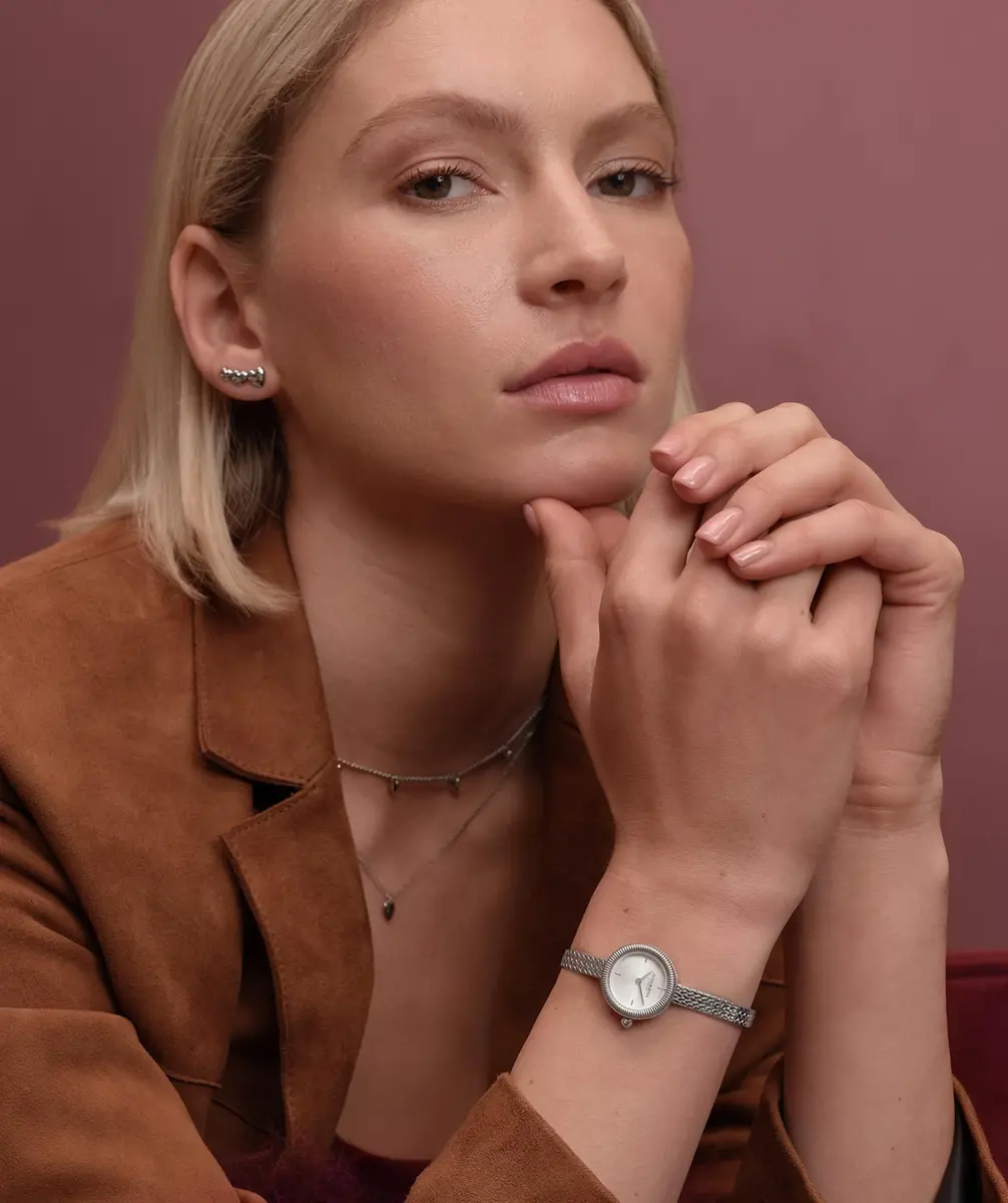 Olivia Burton Finery 20mm Women’s Quartz Watch | Silver White Sunray Dial, Mesh Strap, Water-Resistant - view 3