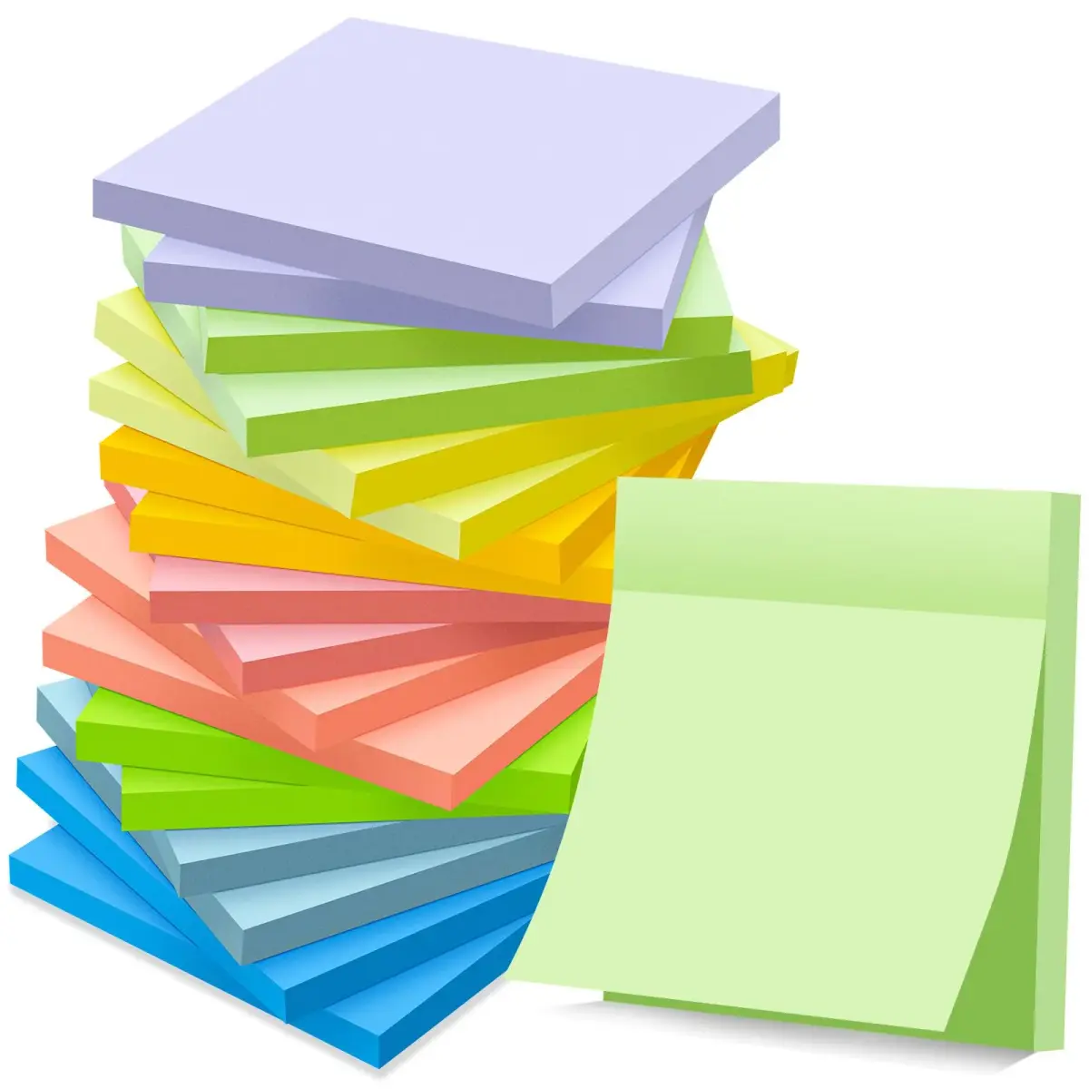 YEECOK 18-Pack Sticky Notes 3x3 inch, 9 Pastel Colors | Bulk Pack Self-Stick Note - main product image