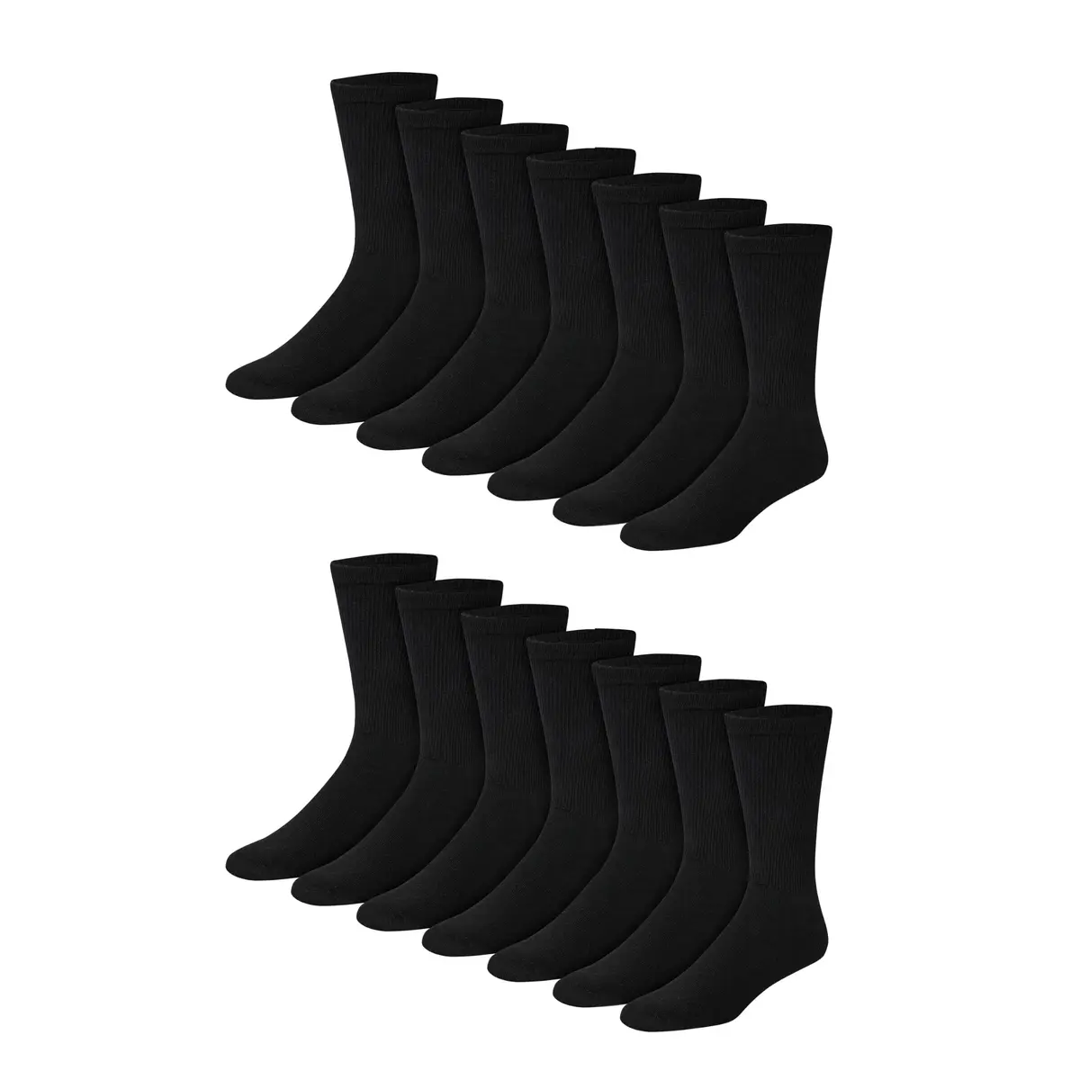 Hanes Double Tough Crew Socks Moisture Wicking, 14-Pack, Black | Reinforced & Cushioned for Men - main product image