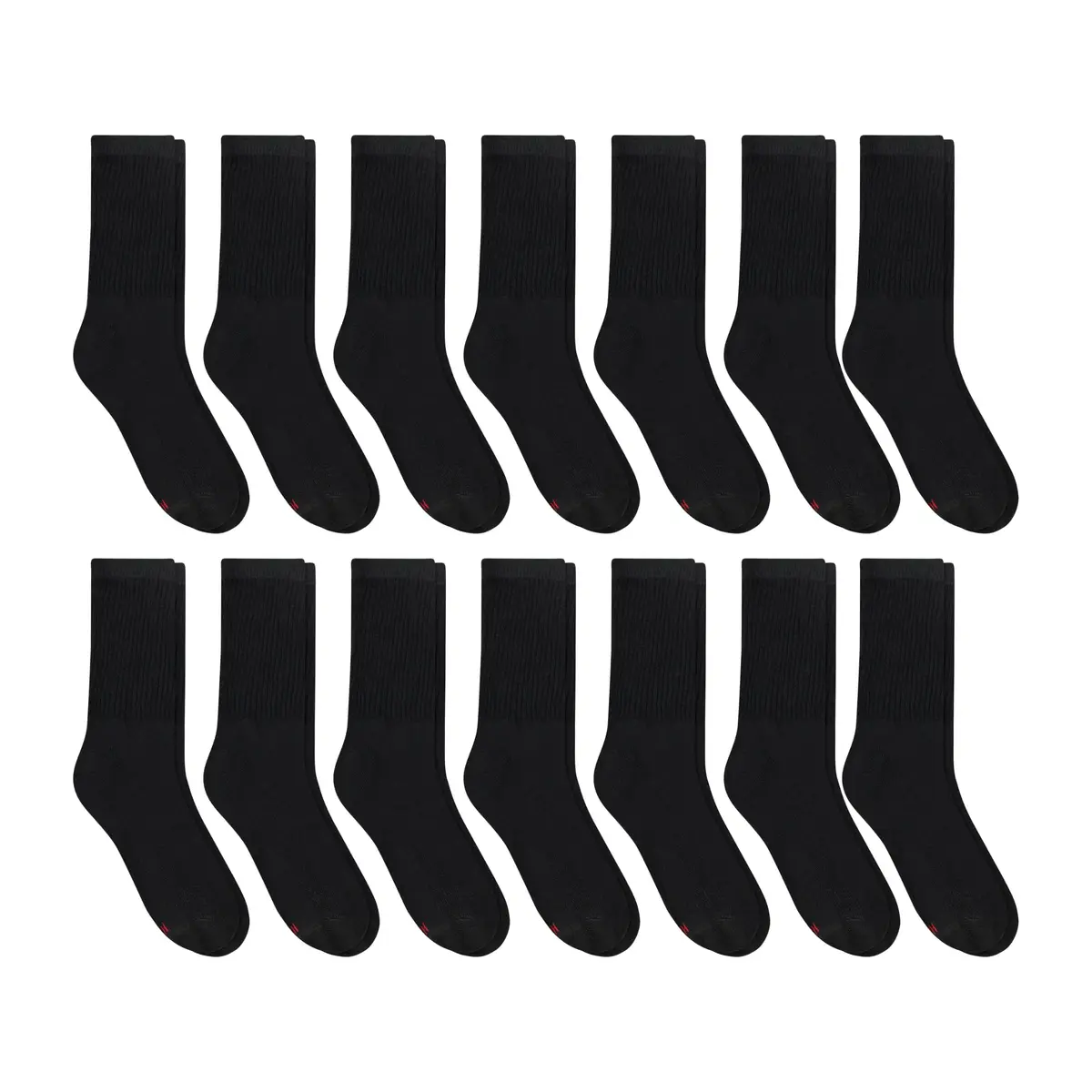 Hanes Double Tough Crew Socks Moisture Wicking, 14-Pack, Black | Reinforced & Cushioned for Men - view 4