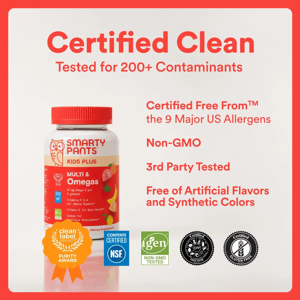 SmartyPants Kids Multivitamin Gummies with Omega 3 DHA/EPA, Vitamins D3, C, B12, B6, A, K, and Zinc, Gluten Free, Cherry Berry Flavor, 60 Gummies (30 Day Supply) | Supports Growth & Immunity - view 8