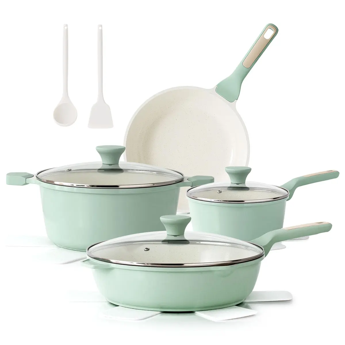 SENSARTE 13-Piece Ceramic Cookware Set with Lids & Utensils | Induction Compatible, Non-Toxic, Dishwasher Safe - main product image