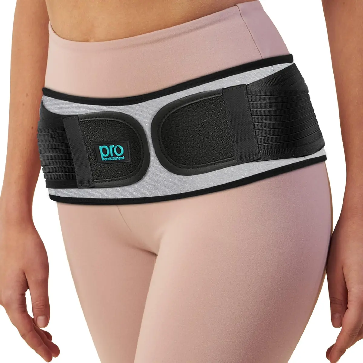 Pro Enrichment SI Joint Hip Belt for Women & Men - Gray, Regular (44 inch / 111.76 cm Belt Length, 4 inch / 10.16 cm Belt Width) | USA Patented Support for Hip & Lower Back Pain - main product image