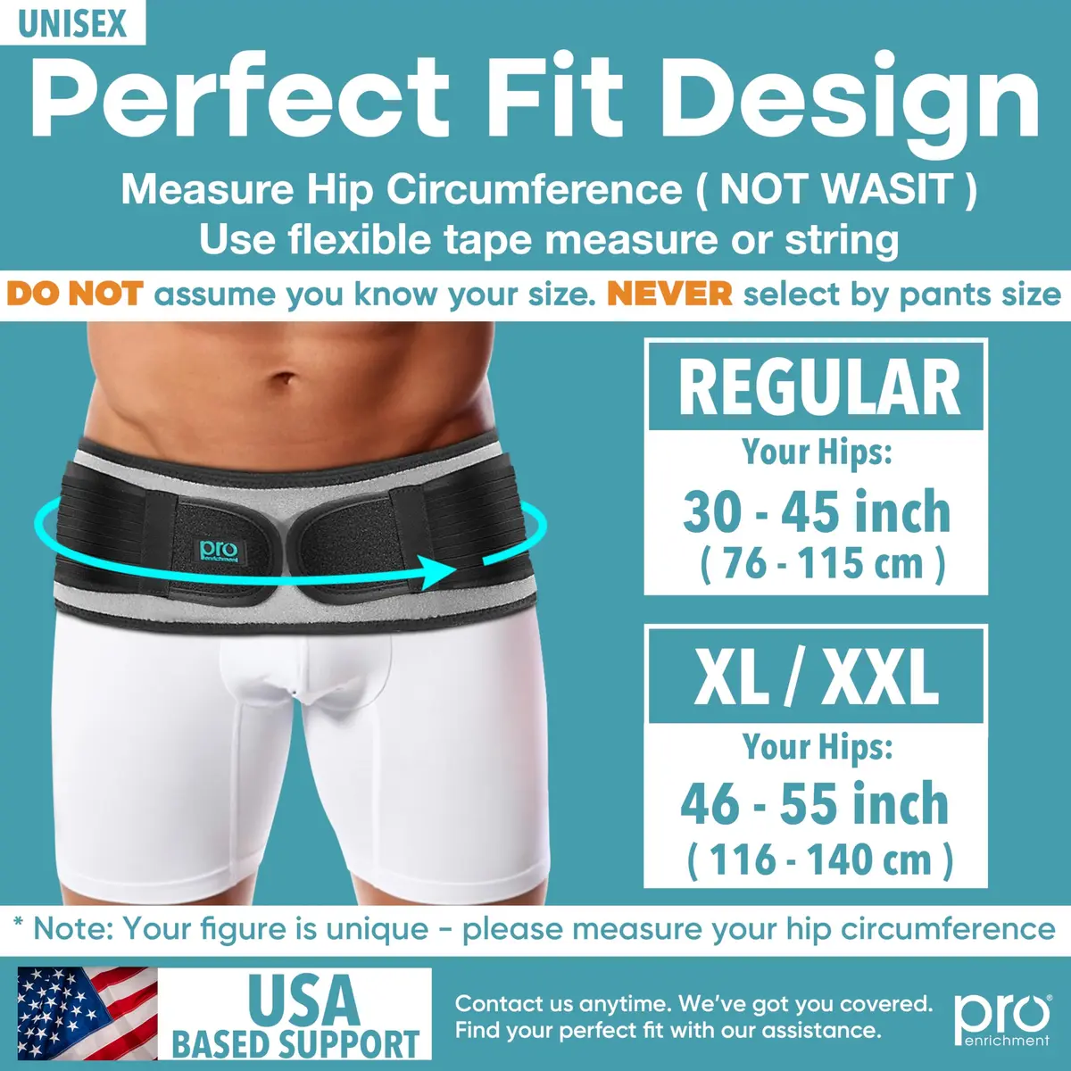 Pro Enrichment SI Joint Hip Belt for Women & Men - Gray, Regular (44 inch / 111.76 cm Belt Length, 4 inch / 10.16 cm Belt Width) | USA Patented Support for Hip & Lower Back Pain - view 4