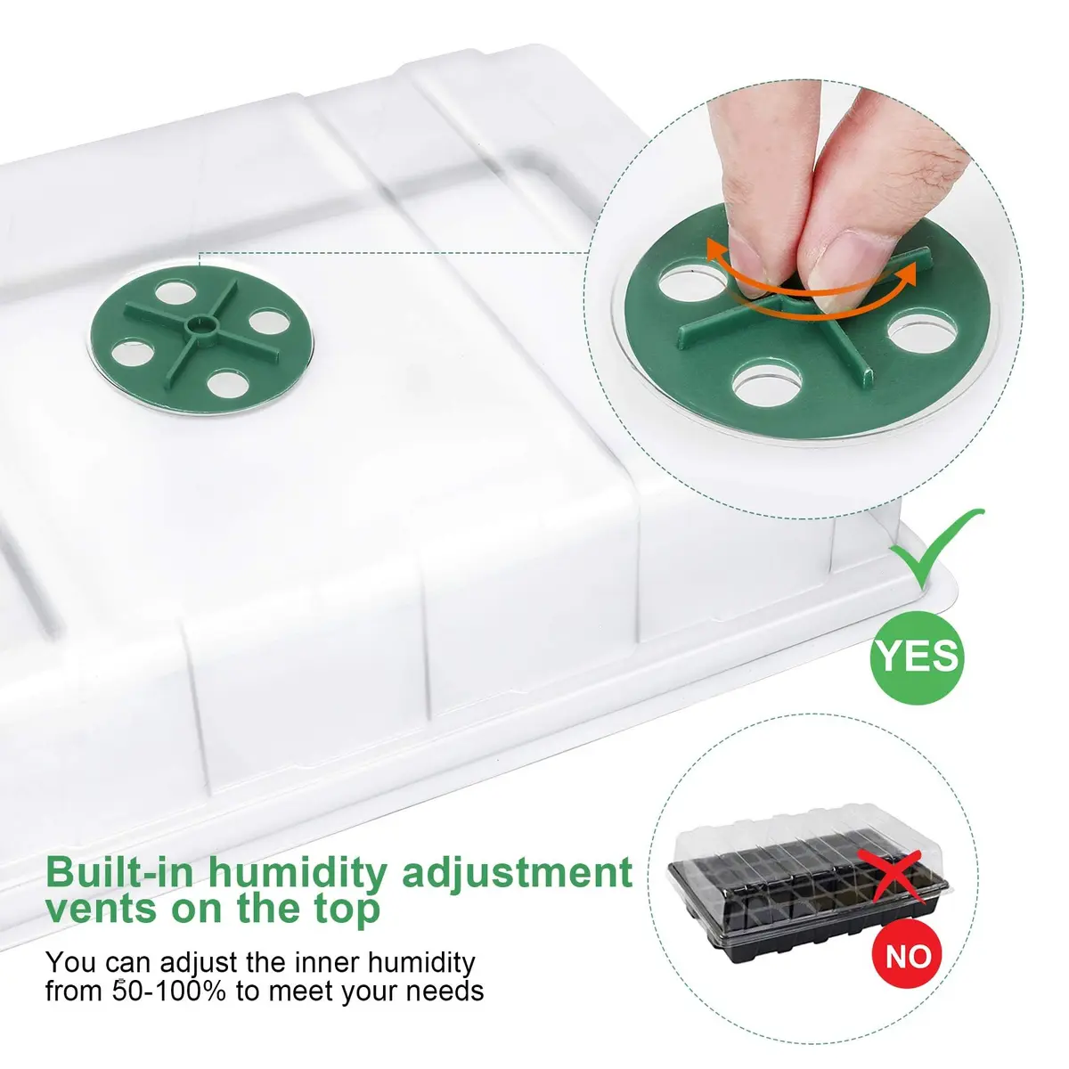 MIXC Green 10-Pack Seed Starter Tray with 400 Cells | 14.6"x 9.84"x 5.1" Seedling Greenhouse Grow Kit - view 4