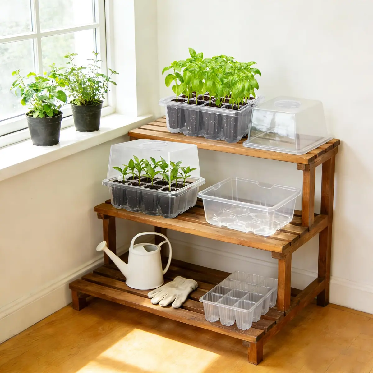 MIXC 10 Pack Seed Starter Tray with Elevated Dome, 120 Cells | 18.2cm (7.17in) x 15.7cm (6.18in) x 13cm (5.12in) - view 7