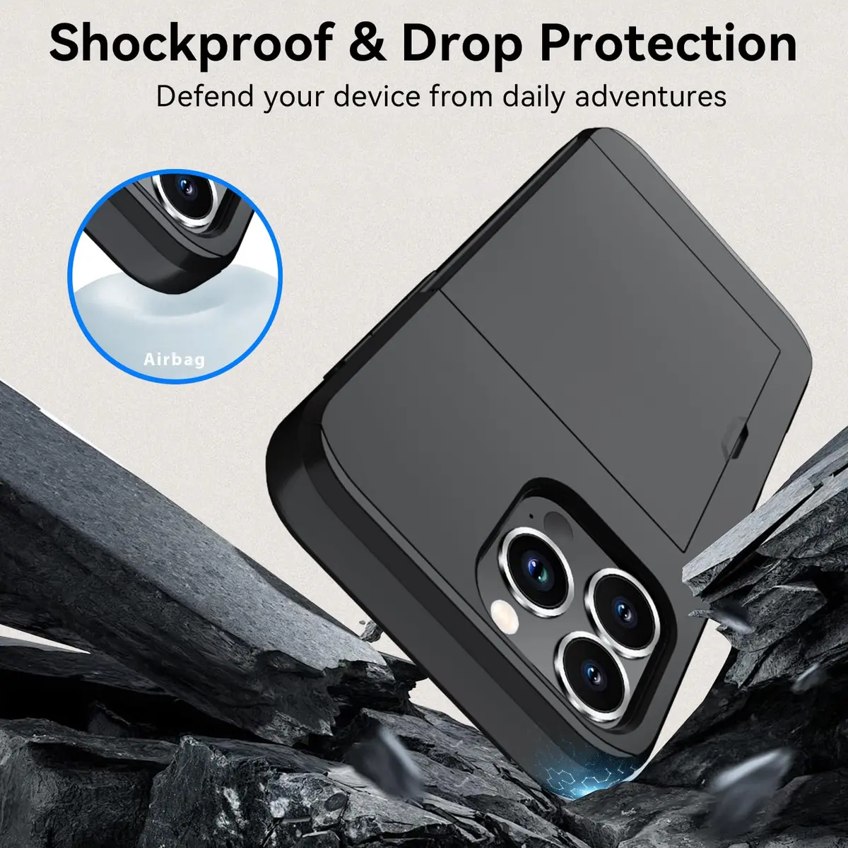 Qinmay Compatible with iPhone 16 Pro Case with Card Holder | Heavy Duty Shockproof Wallet Cover - view 5