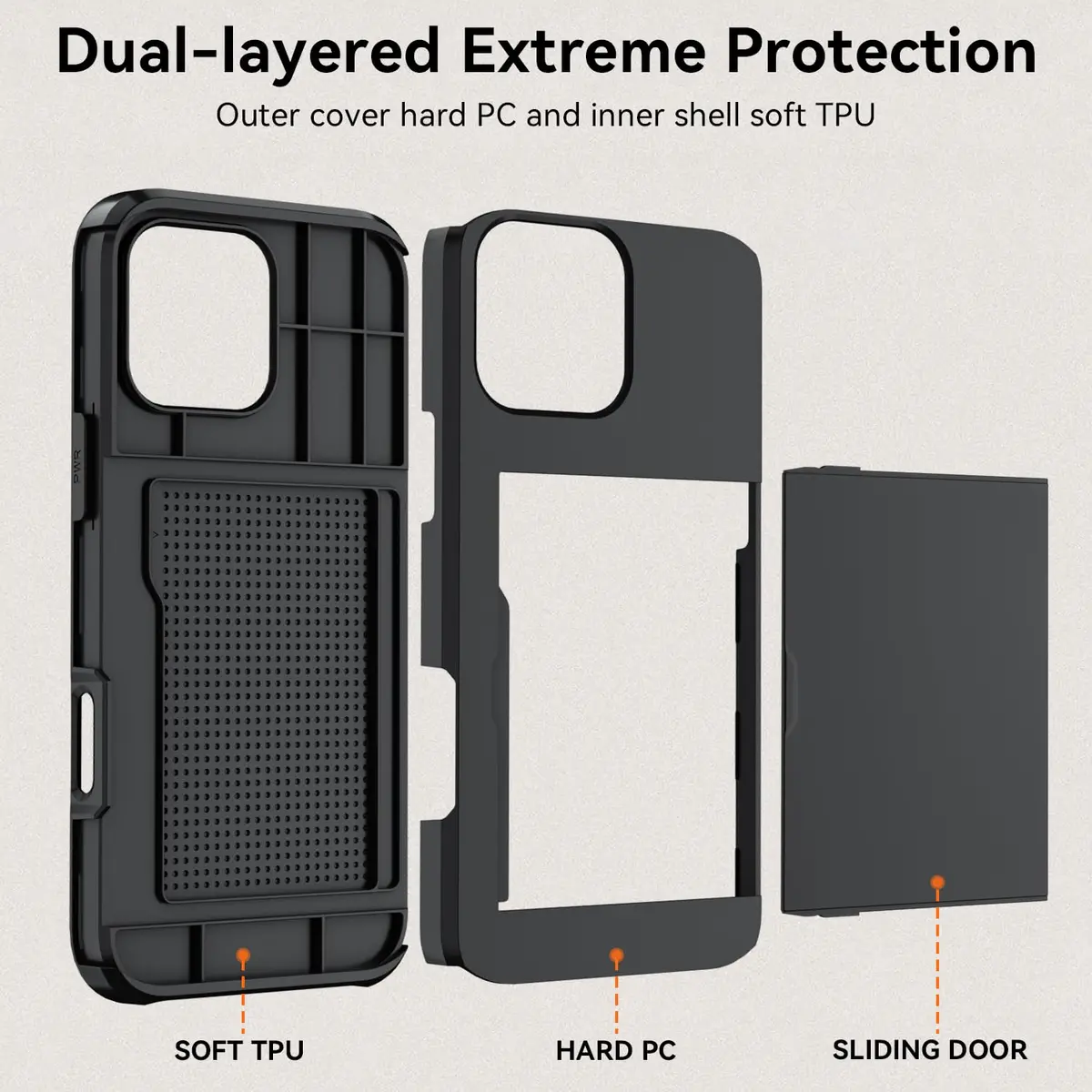 Qinmay Compatible with iPhone 16 Pro Case with Card Holder | Heavy Duty Shockproof Wallet Cover - view 7