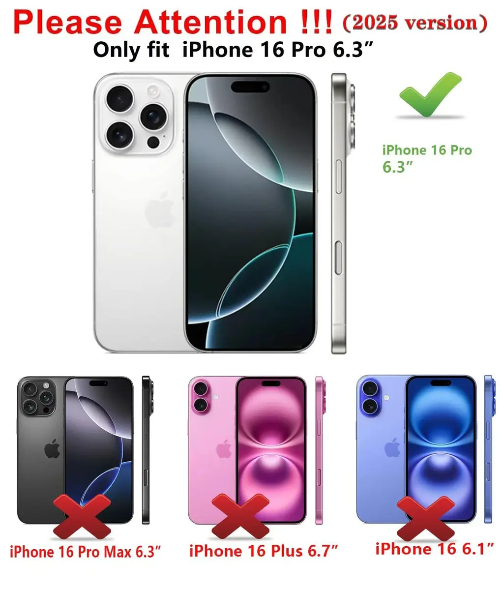 Qinmay Compatible with iPhone 16 Pro Case with Card Holder | Heavy Duty Shockproof Wallet Cover - view 2