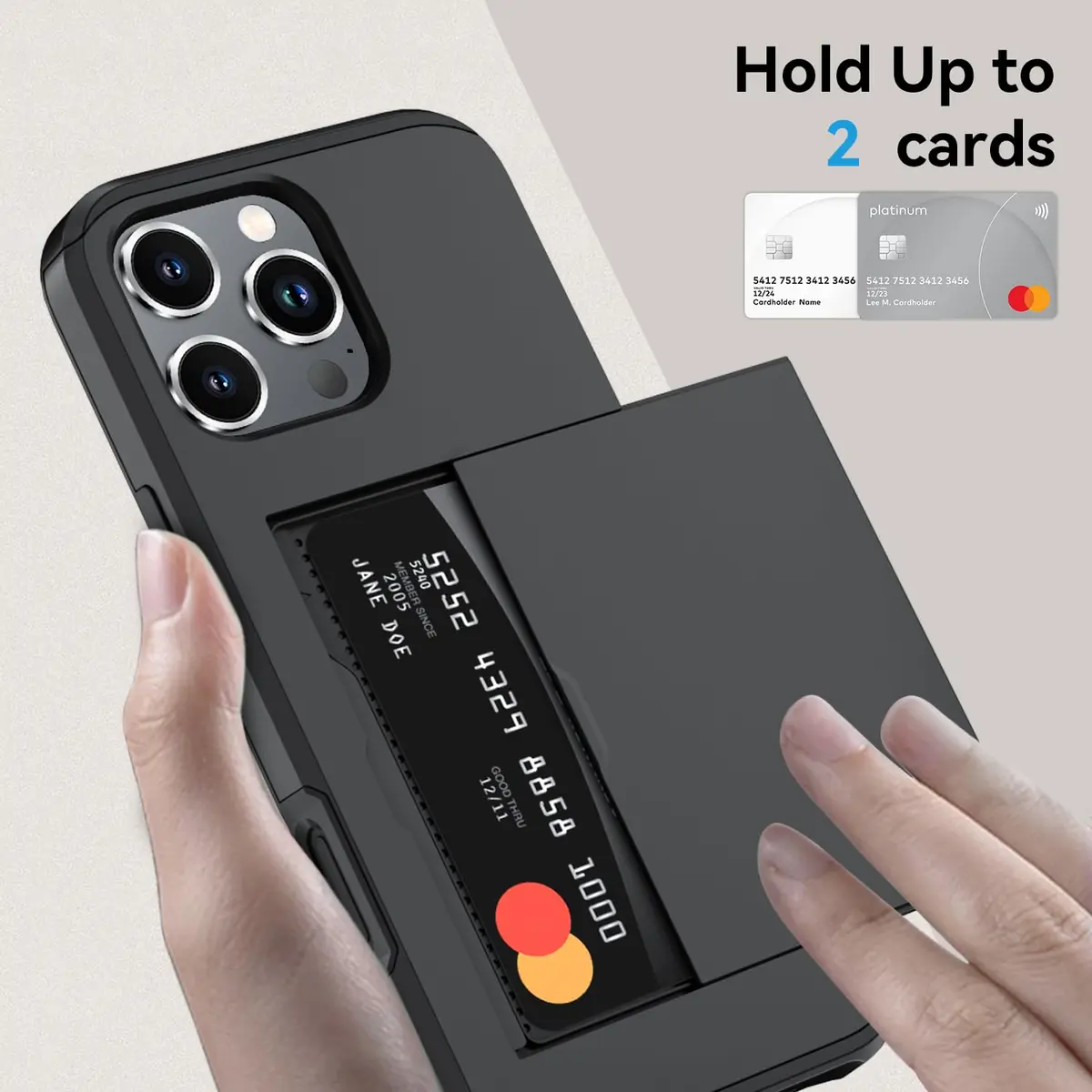 Qinmay Compatible with iPhone 16 Pro Case with Card Holder | Heavy Duty Shockproof Wallet Cover - view 3