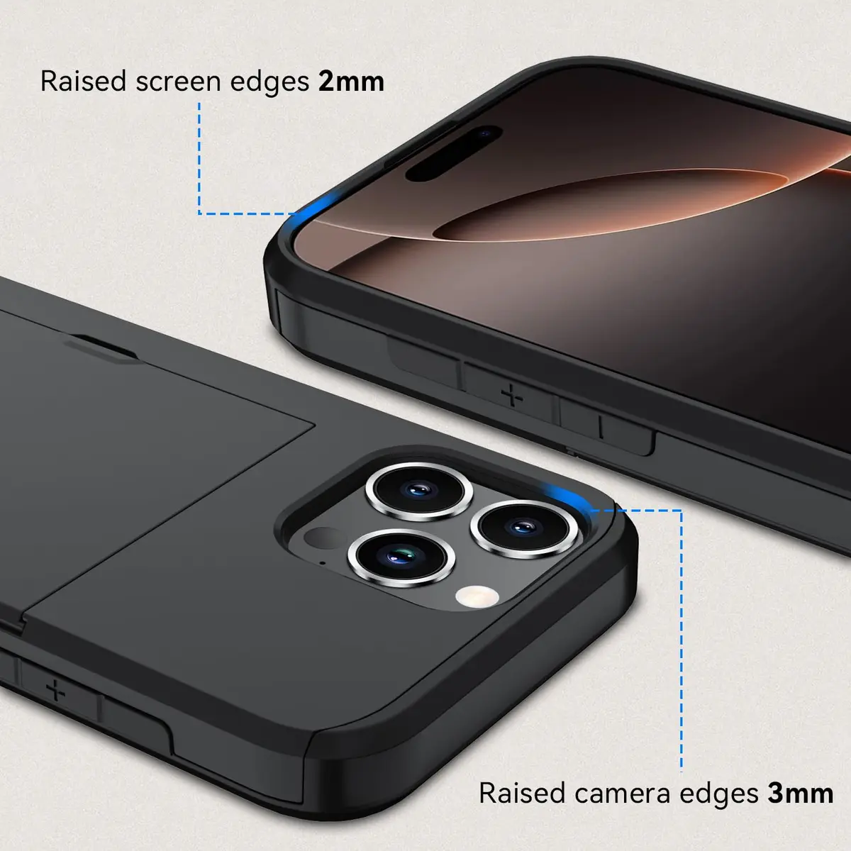 Qinmay Compatible with iPhone 16 Pro Case with Card Holder | Heavy Duty Shockproof Wallet Cover - view 4
