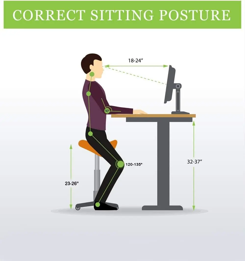 2xhome Ergonomic Saddle Stool | Backless Rolling Office Chair with Adjustable Height & Tilt, PU Leather, Foam Padding, Black with Wheels - view 4