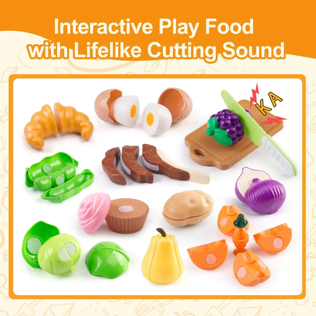 Funpynani 100-Piece Kitchen Playset with Apple Storage | Realistic Pretend Cooking Toy for Toddlers (White) - view 5