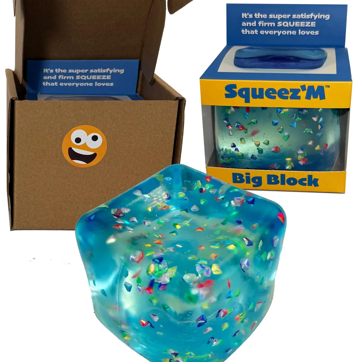 Squeez'M Glitter Big Block Stress Cube 8.7cm (2.5in) | ASTM Certified Non-Toxic Toy - main product image
