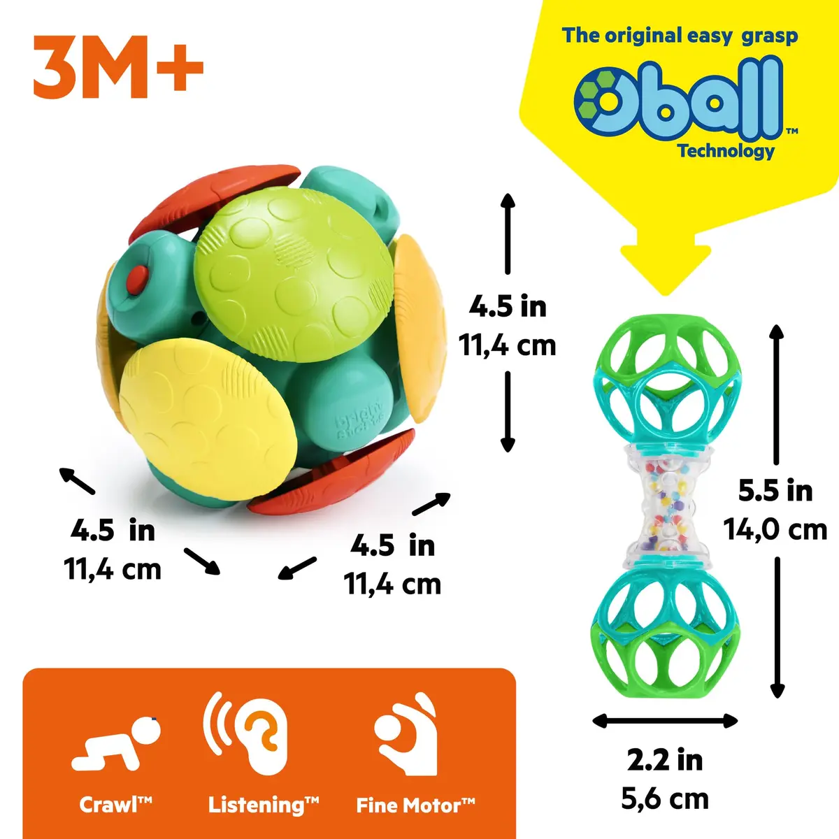 Bright Starts Wobble & Rattle Gift Set 2-Pack Baby Toys | BPA-Free, Hypoallergenic, Soft Cotton, Natural Ingredients - view 7