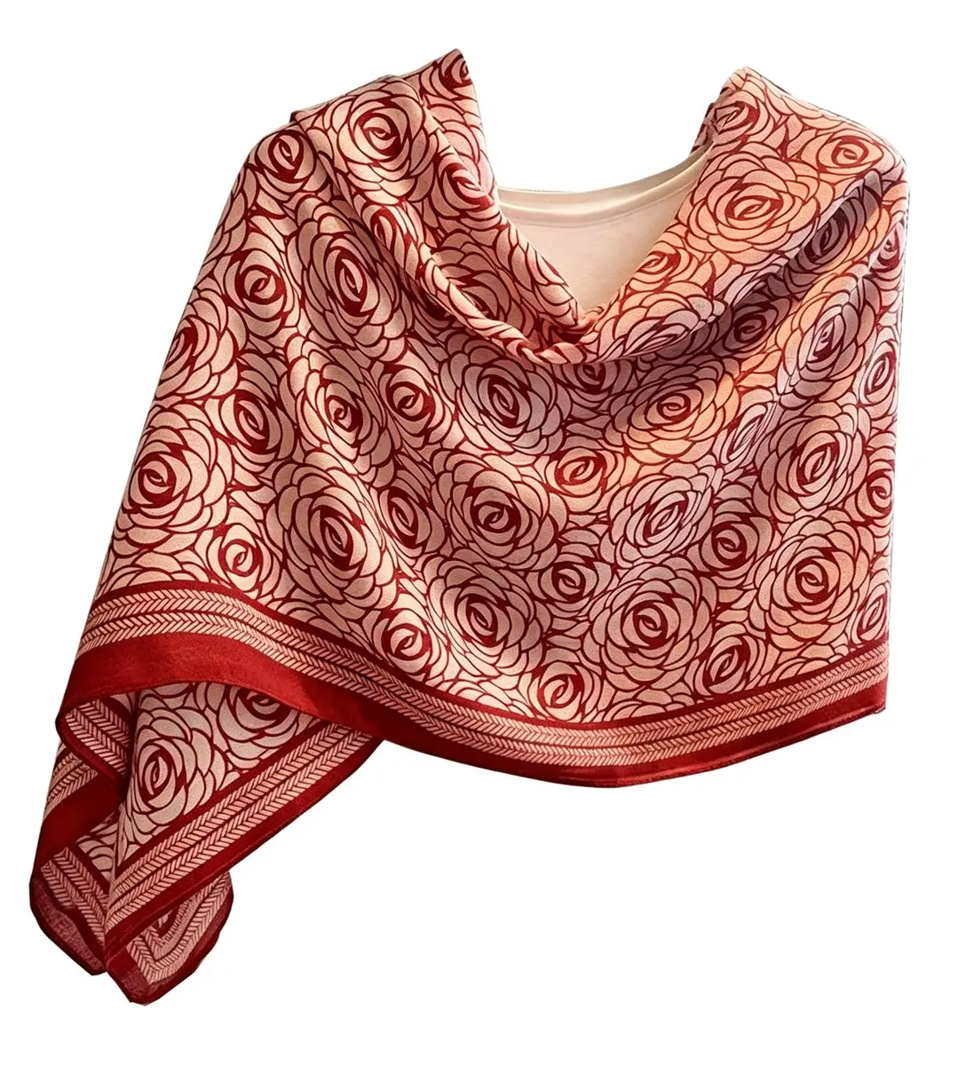 FairyCity Women's Oversized Soft Scarf Travel Shawl Wraps | Elegant Rose Pattern Linen, One Size - main product image