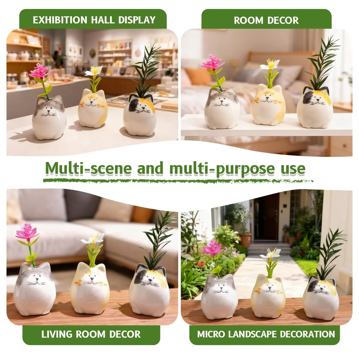 MOUGIGI Mini Flower Vases – Unique Small Cat Vase – Cute Ceramic Bud Vases | Handcrafted Art for Home & Gift - view 7