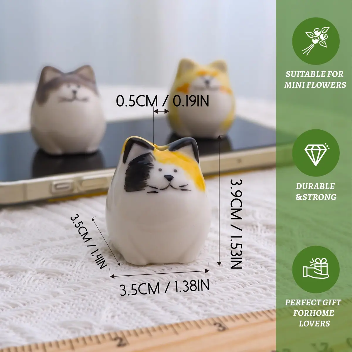 MOUGIGI Mini Flower Vases – Unique Small Cat Vase – Cute Ceramic Bud Vases | Handcrafted Art for Home & Gift - view 2