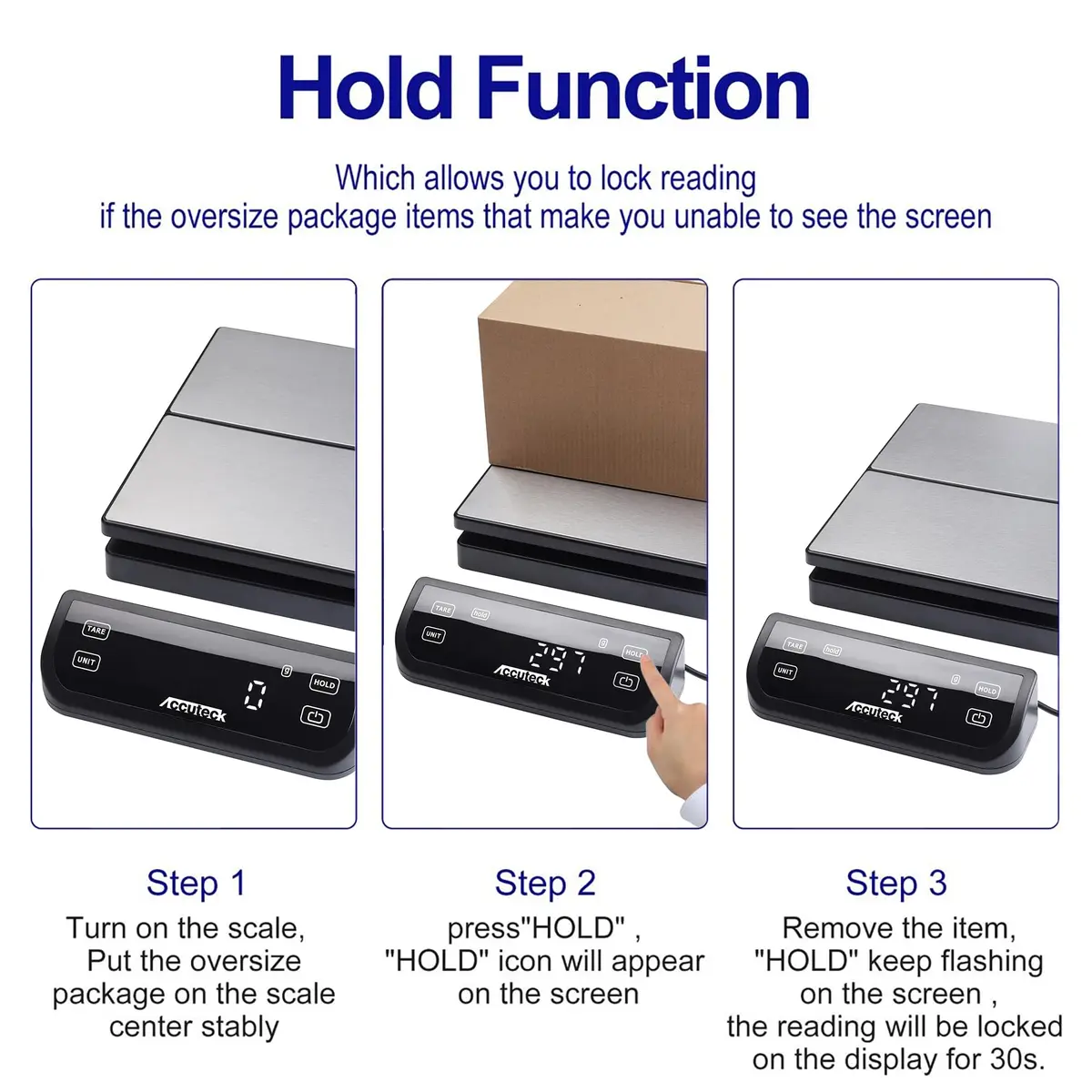 Accuteck Weigh Scale 150LB Stainless Steel Touch Screen | High Precision Postal & Shipping Scale - view 4
