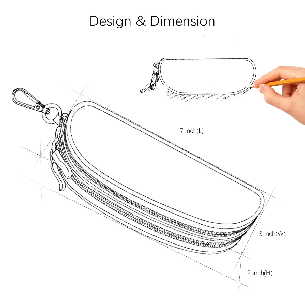 Tangoner Double Eyeglasses Case Gray Wave | Soft, Waterproof, Portable with Keychain (One Size) - view 6