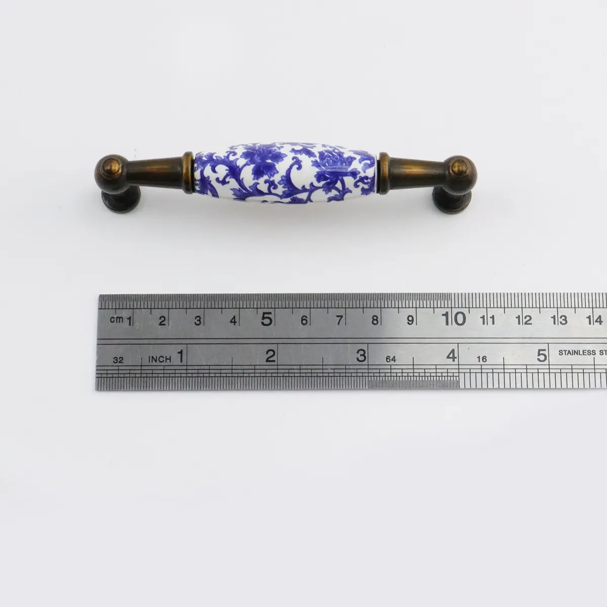 Mcredy Ceramic Cabinet Handles, Chinese-Style Blue White Porcelain, 4 Pcs | 96mm (3.78") Hole Distance - view 4