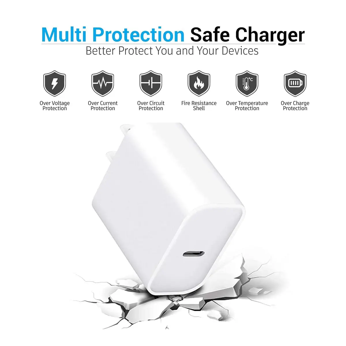 CYQAPC 5V 30W USB Type C Wall Fast Charger Adapter | Compatible with iPhone, Samsung, AirPods, iPad, Android Devices - view 3