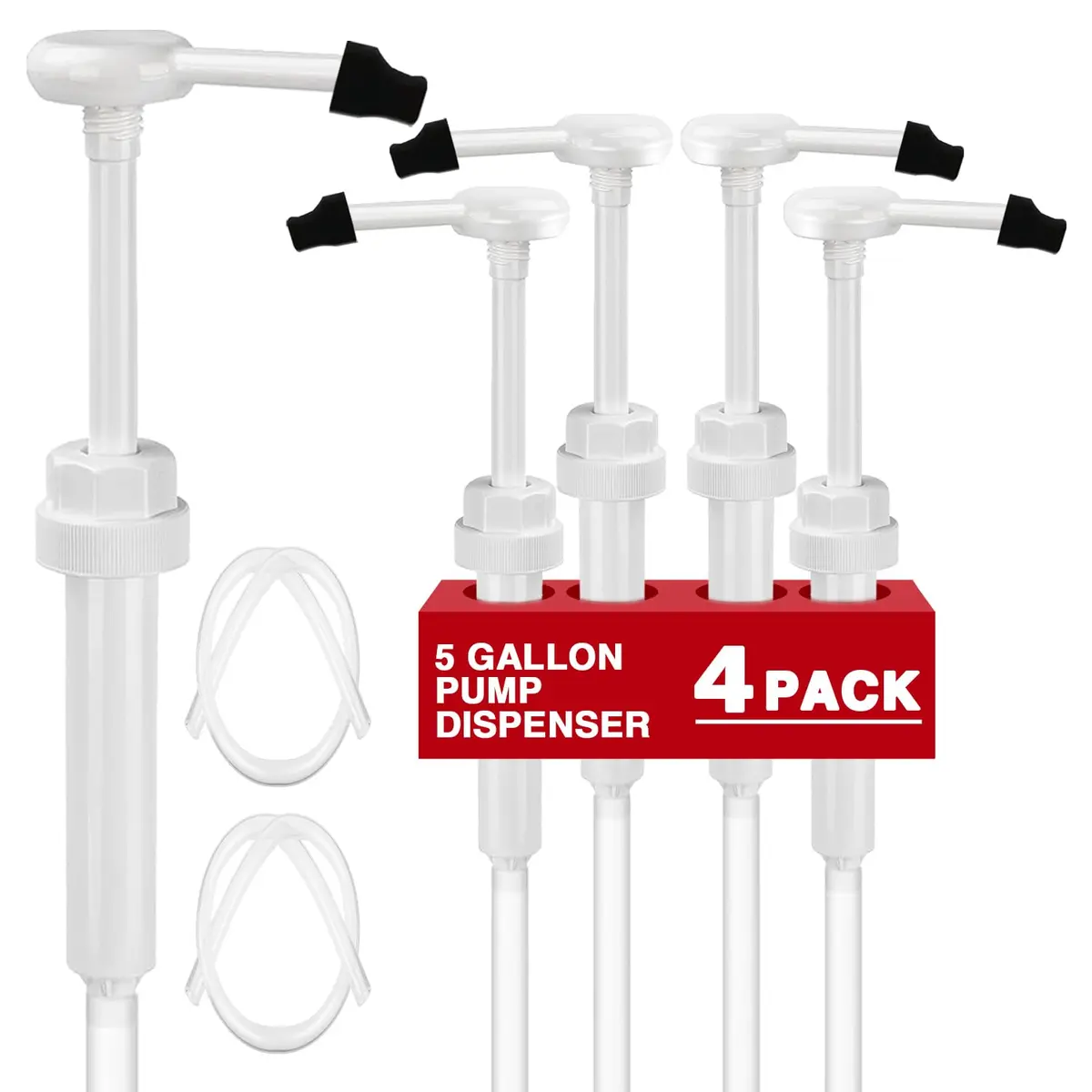 DupakSYS 4 Pack 1 oz Pump Dispenser with 50cm Extended Tube | Fits 5 Gallon Jugs - main product image