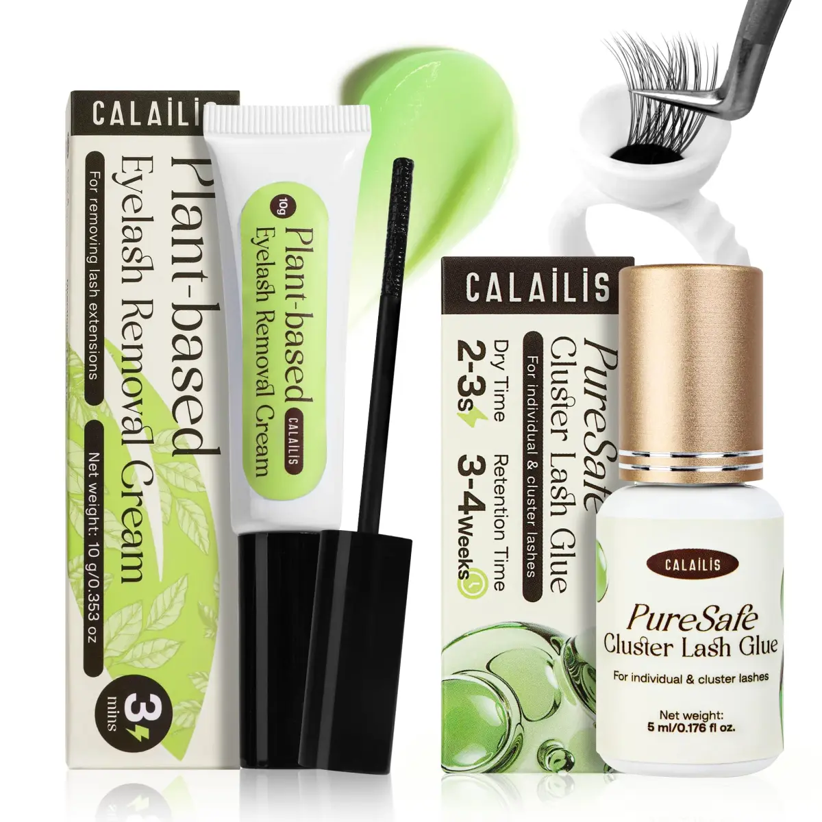 CALAILIS Lash Cluster Glue & Remover Kit | Fast Drying 2-3s, 4+ Weeks Hold, Waterproof, Aloe Vera Scent - main product image