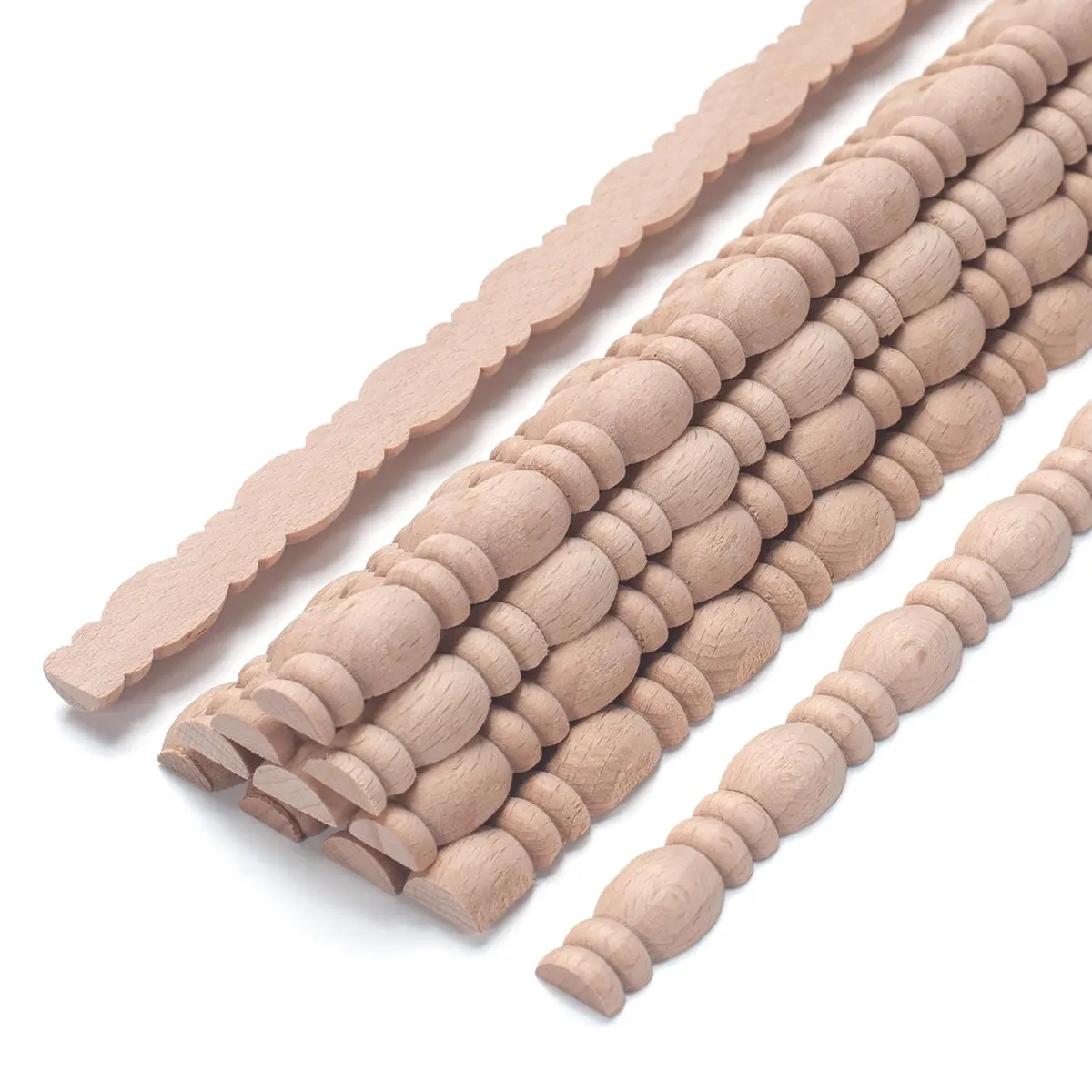Coowayze Gourd Wood Trim Molding Decorative 12 PCS 40cm (15.8 inch) | Half Bead Design for Furniture & Walls - main product image