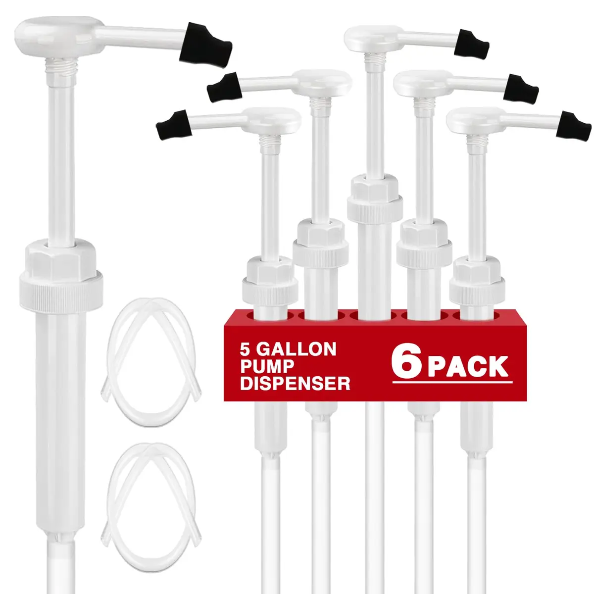 DupakSYS 6 Pack 1 oz Pump Dispenser with 50cm Extended Tube | Fits 5 Gallon Jugs - main product image