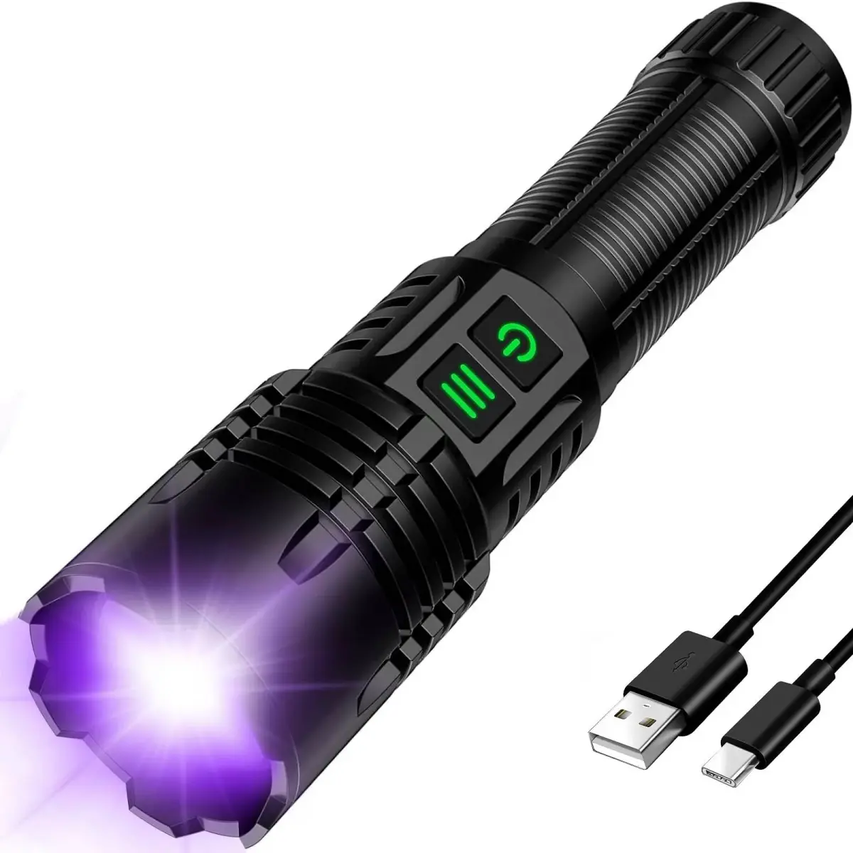 LUXNOVAQ 2-in-1 UV & LED Flashlight 30W, 19.2cm (7.56in) | Rechargeable, Zoomable, IPX6 Waterproof - main product image