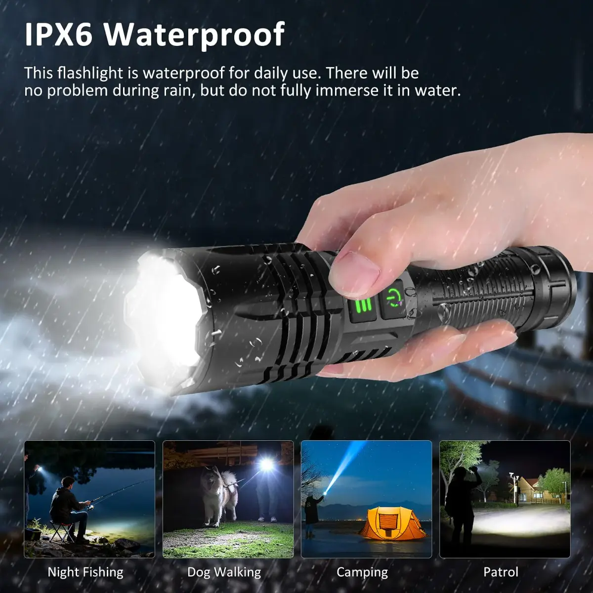 LUXNOVAQ 2-in-1 UV & LED Flashlight 30W, 19.2cm (7.56in) | Rechargeable, Zoomable, IPX6 Waterproof - view 7