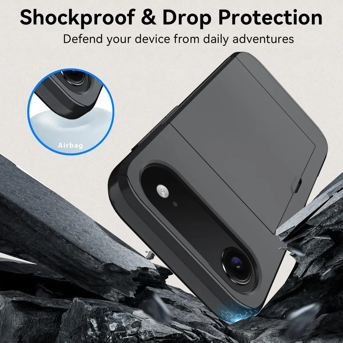Qinmay Black Cellular Phone Case for iPhone 17 Air | Heavy Duty Protection, Card Holder, Slim Fit - view 5
