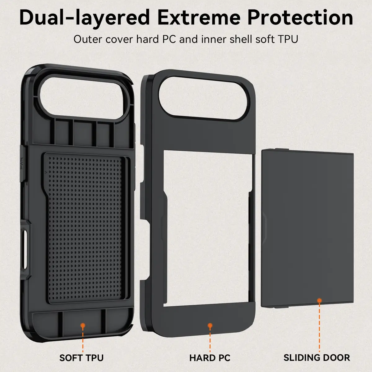 Qinmay Black Cellular Phone Case for iPhone 17 Air | Heavy Duty Protection, Card Holder, Slim Fit - view 7